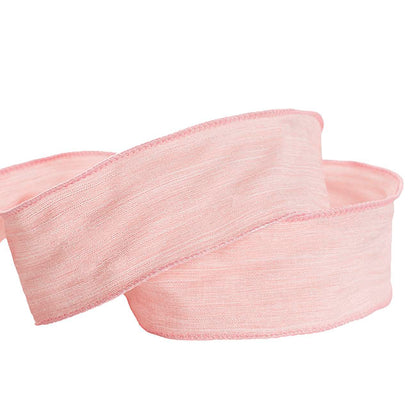Ribbon Rustic Linen Wire Edge Country Pink (60mmx20m)