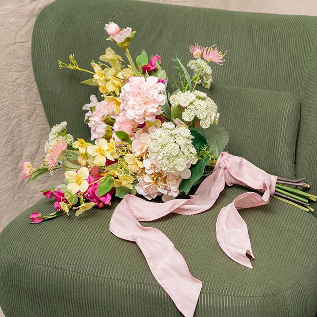 Ribbon Rustic Linen Wire Edge Country Pink (60mmx20m)