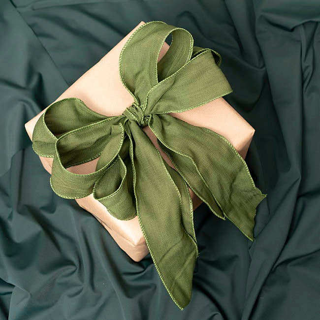 Ribbon Rustic Linen Wire Edge Brunswick Green (60mmx20m)