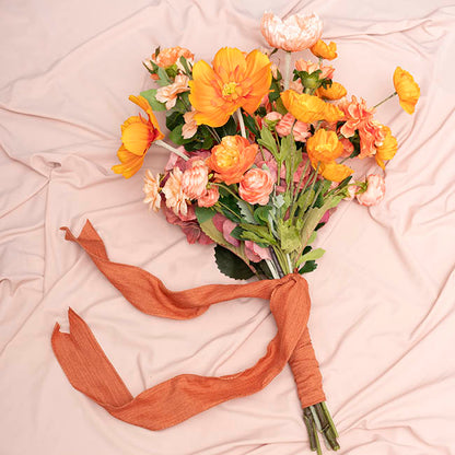 Ribbon Rustic Linen Wire Edge Burnt Sienna (60mmx20m)