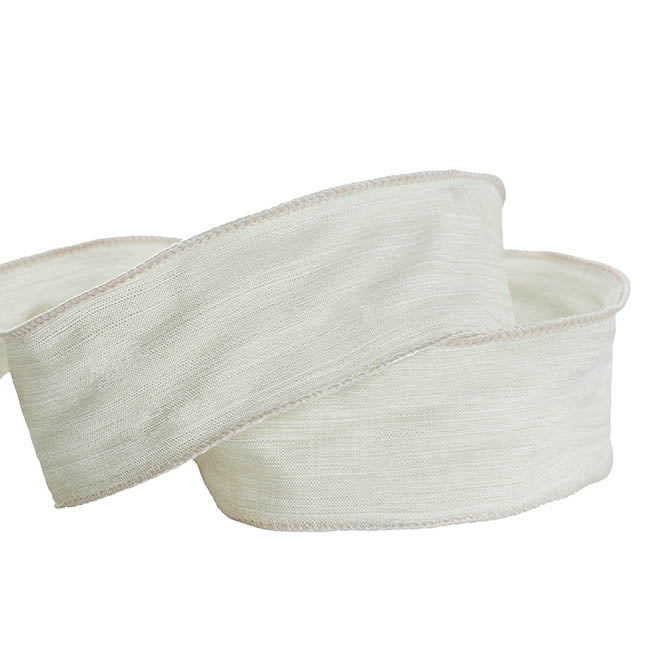 Ribbon Rustic Linen Wire Edge Pastel Sage Green (60mmx20m)