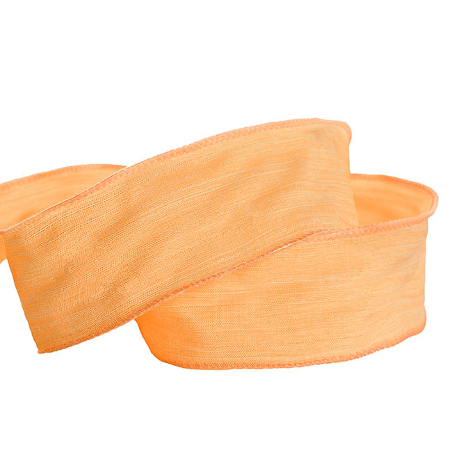 Ribbon Rustic Linen Wire Edge Yellow Ochre (60mmx20m)