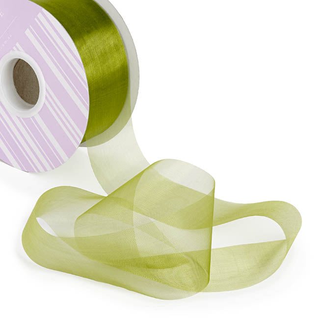 Bulk Organza Ribbon Cut Edge Moss (50mmx100m)