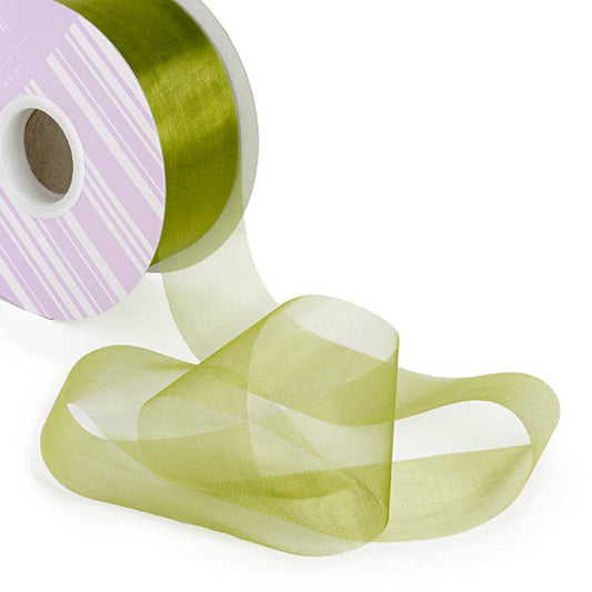 Bulk Organza Ribbon Cut Edge Moss (50mmx100m)