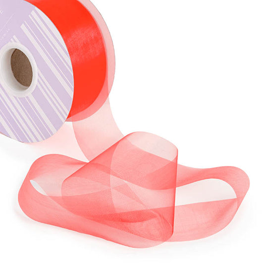Bulk Organza Ribbon Cut Edge Red (50mmx100m)