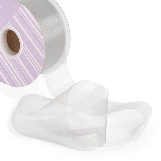 Bulk Organza Ribbon Cut Edge Silver (50mmx100m)