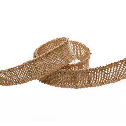 Natural Jute Ribbon Sewn Edge Natural (25mmx10m)