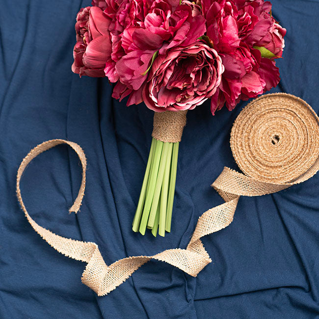 Natural Jute Ribbon Sewn Edge Natural (25mmx10m)