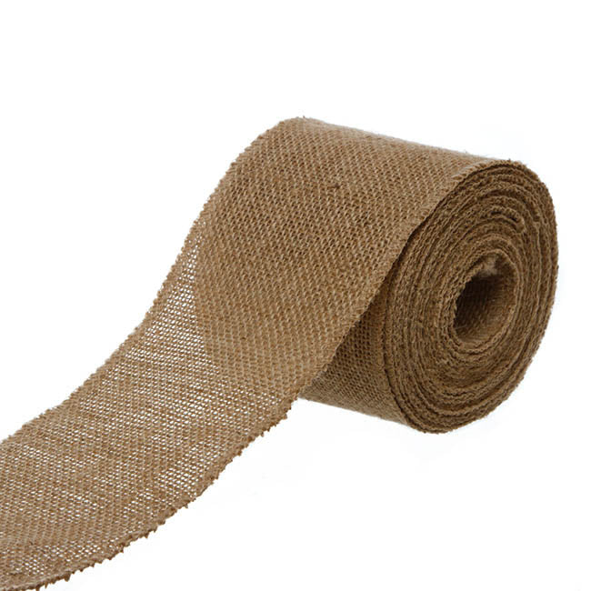 Natural Jute Ribbon Wide Sewn Edge Natural (100mmx10m)