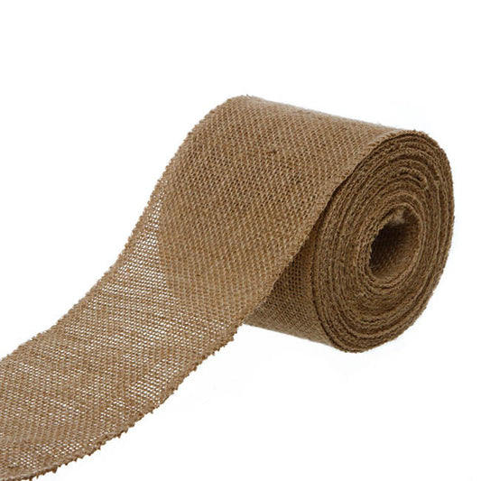 Natural Jute Ribbon Wide Sewn Edge Natural (100mmx10m)