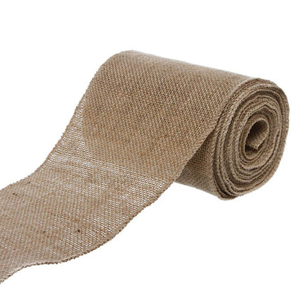 Natural Jute Ribbon Wide Sewn Edge Natural (150mmx10m)