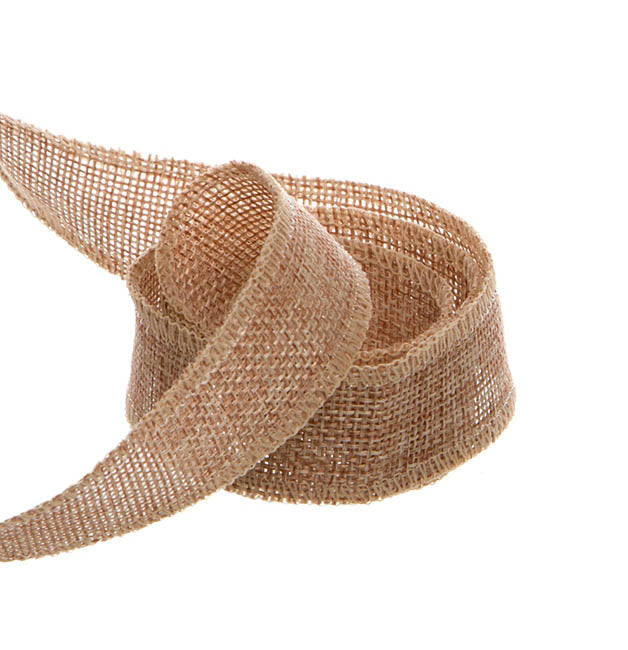 Faux Jute Ribbon Sewn Edge Natural (25mmx10m)