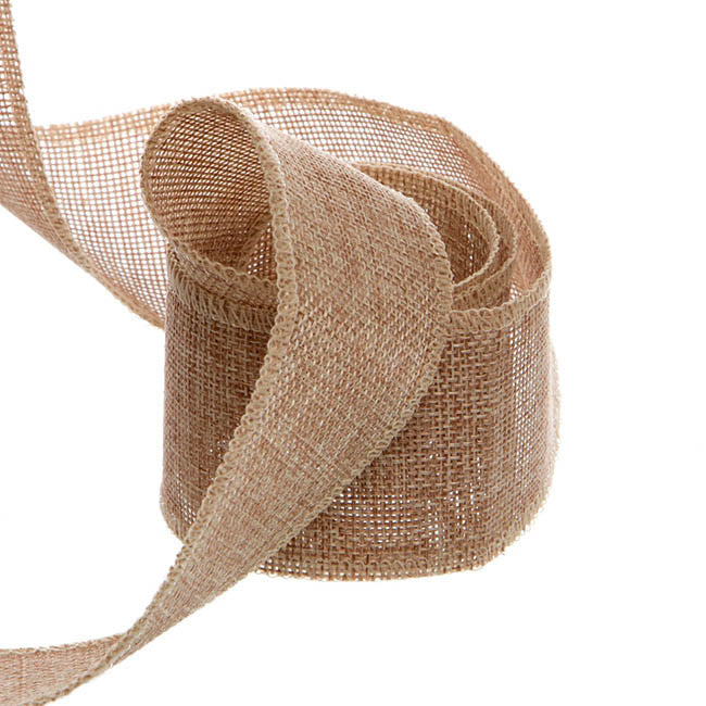 Faux Jute Ribbon Sewn Edge Natural (50mmx10m)