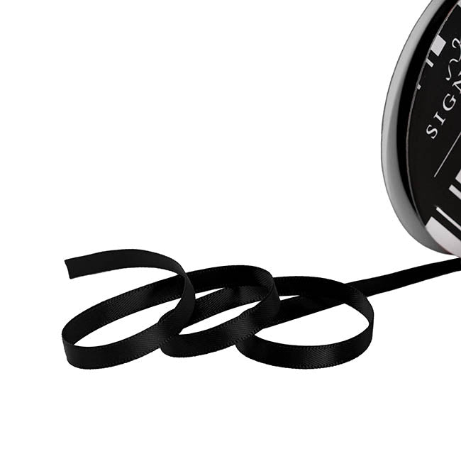 Ribbon Satin Deluxe Double Faced Black (6mmx25m)