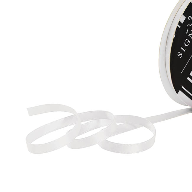 Ribbon Satin Deluxe Double Faced Bridal White (6mmx25m)