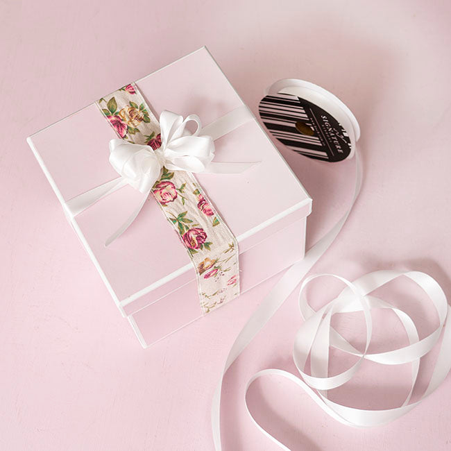 Ribbon Satin Deluxe Double Faced Bridal White (15mmx25m)