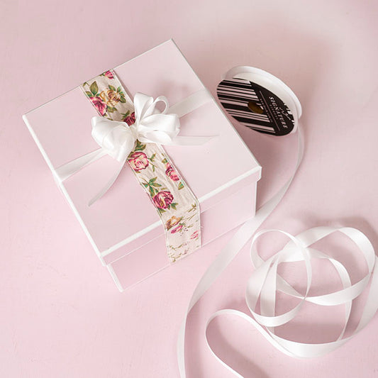 Ribbon Satin Deluxe Double Faced Bridal White (15mmx25m)