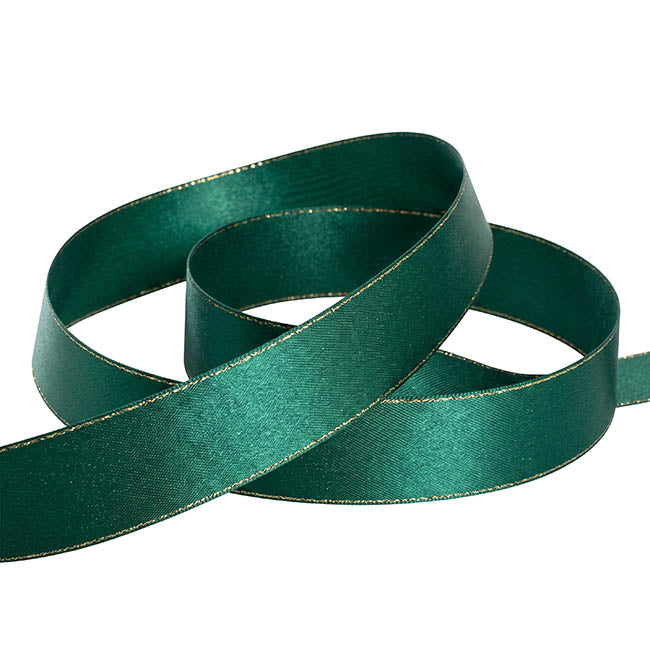 Ribbon Double Face Satin Shimmer Forest Green (25mmx20m)