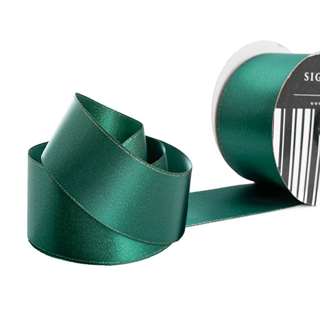 Ribbon Double Face Satin Shimmer Forest Green (50mmx20m)