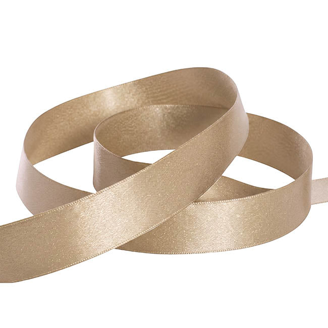 Ribbon Double Face Satin Shimmer Ivory Gold (25mmx20m)