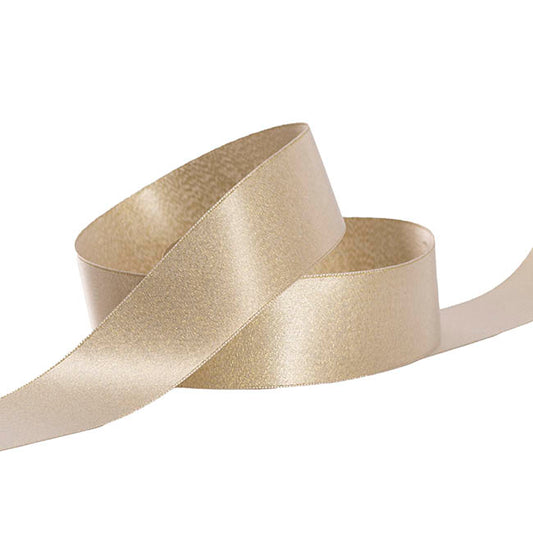 Ribbon Double Face Satin Shimmer Ivory Gold (38mmx20m)