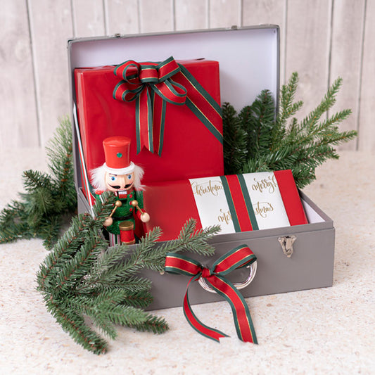 Ribbon Grosgrain Traditional Red Green Gold (25mmx20m)