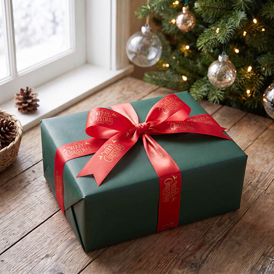 Ribbon Tear Merry Christmas Reindeer Red Gold (30mmx91m)