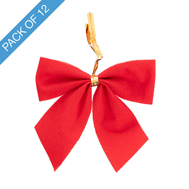 Pre-Made Bow Velvet Mini Pack 12 Red (6.5*6.5cm)