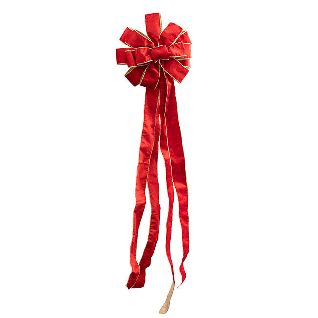 Pre-Made Bow Luxury Tree Topper Velvet Red (33Wx113Lcm)
