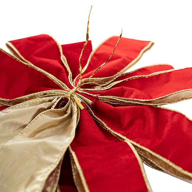 Pre-Made Bow Luxury Tree Topper Velvet Red (33Wx113Lcm)