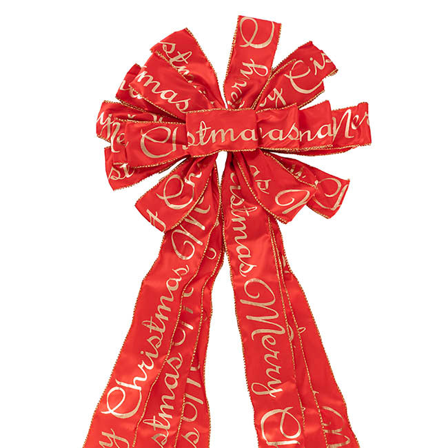 Pre-Made Bow Luxury Tree Topper Red & Gold (33Wx113Lcm)