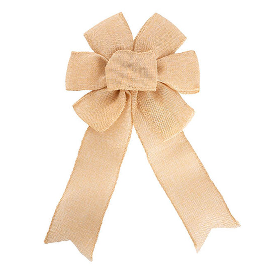 Pre-Made Bow Ribon Bow Linen 6 Loops Natural (20Wx26L)