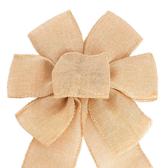 Pre-Made Bow Ribon Bow Linen 6 Loops Natural (20Wx26L)