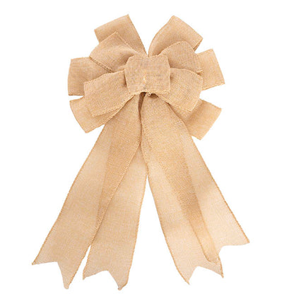 Pre-Made Bow Ribon Bow Linen 10 Loops Natural (26Wx32L)