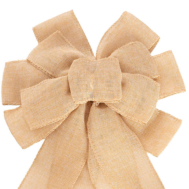 Pre-Made Bow Ribon Bow Linen 10 Loops Natural (26Wx32L)