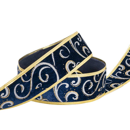 Ribbon Velvet Swirl Sonic Edge Navy Gold (60mmx20m)
