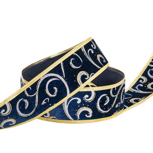 Ribbon Velvet Swirl Sonic Edge Navy Gold (60mmx20m)