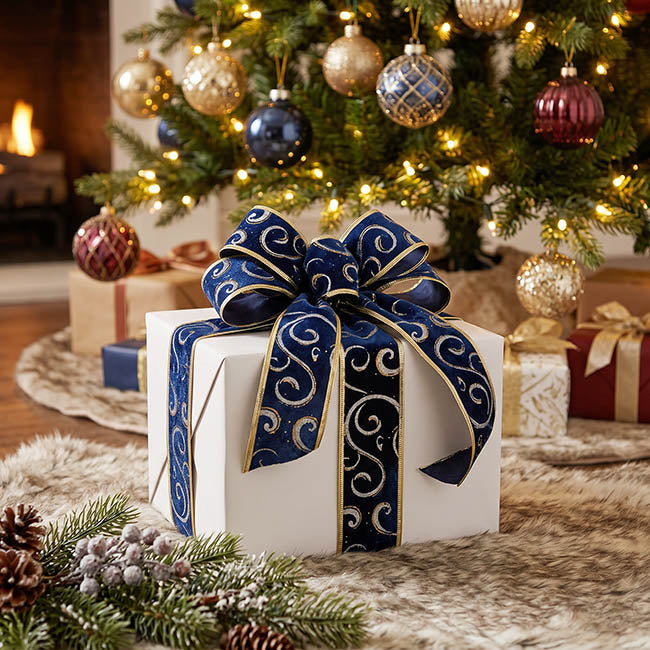 Ribbon Velvet Swirl Sonic Edge Navy Gold (60mmx20m)