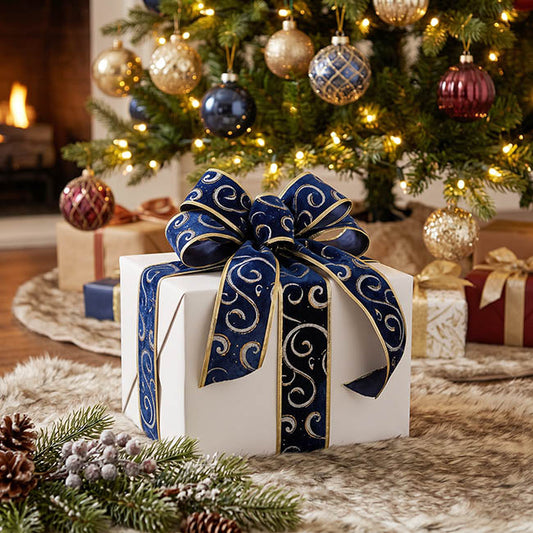 Ribbon Velvet Swirl Sonic Edge Navy Gold (60mmx20m)