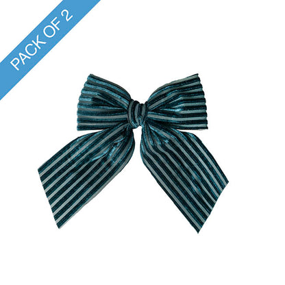 Pre-Made Bow Deluxe Velvet Ribbed Pack 2 Green (14Wx18cm)