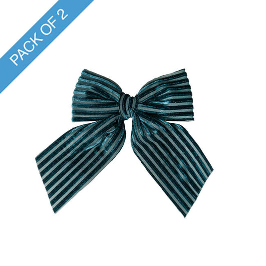 Pre-Made Bow Deluxe Velvet Ribbed Pack 2 Green (14Wx18cm)
