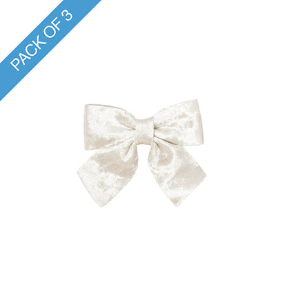 Pre-Made Bow Crushed Velvet Small Pk3 Snow White (9x12cm)