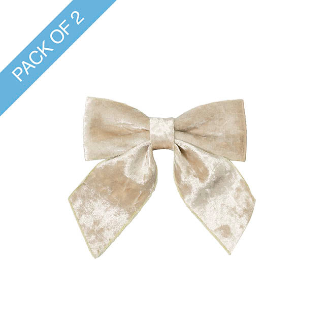 Pre-Made Bow Crushed Velvet Medium Pk2 Champers (14Wx19cm)