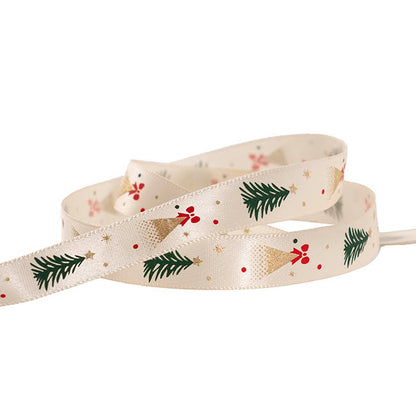Ribbon Satin Christmas Tree & Bow Cream (15mmx20m)