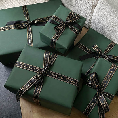 Ribbon Satin Merry Christmas Gold Elegance Black (15mmx20m)