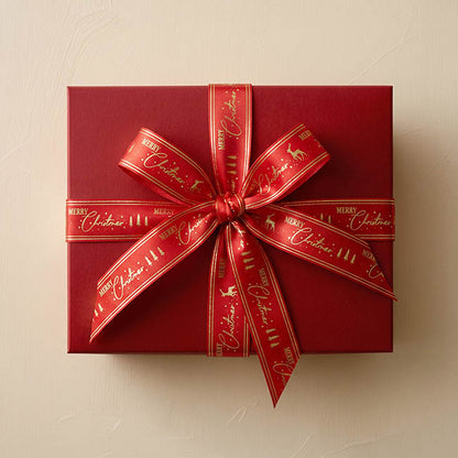 Ribbon Satin Merry Christmas Gold Elegance Red (15mmx20m)