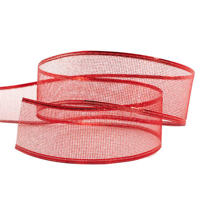 Ribbon Metallic Mesh Sonic Wire Edge Red (60mmx20m)
