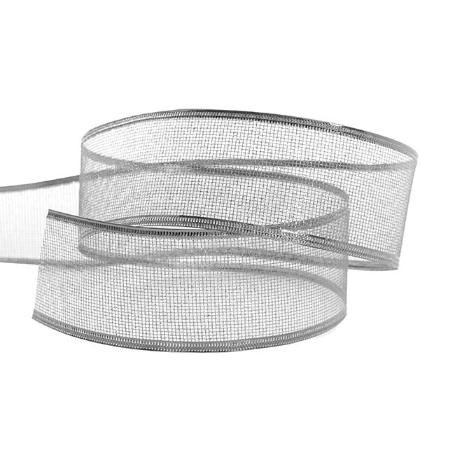 Ribbon Metallic Mesh Sonic Wire Edge Silver (60mmx20m)