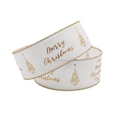 Ribbon Linen Wire Edge Merry Christmas