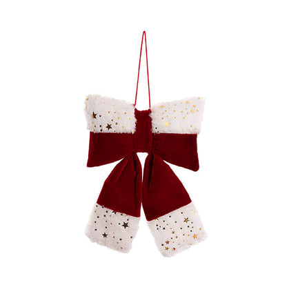 Pre-Made Bow Plush Velour Christmas Trim Red White (18x28cm)